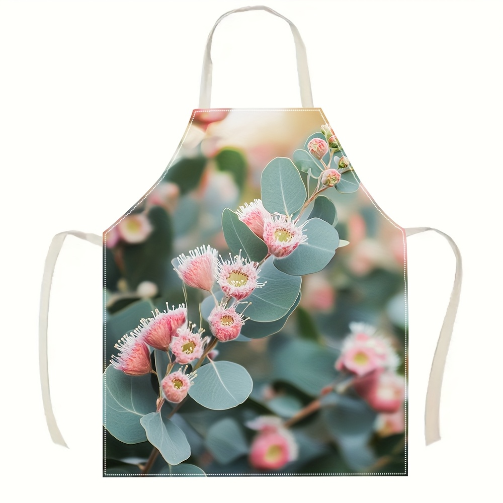 Home Cooking Ideas - 1pc Linen Apron Eucalyptus Flower Print