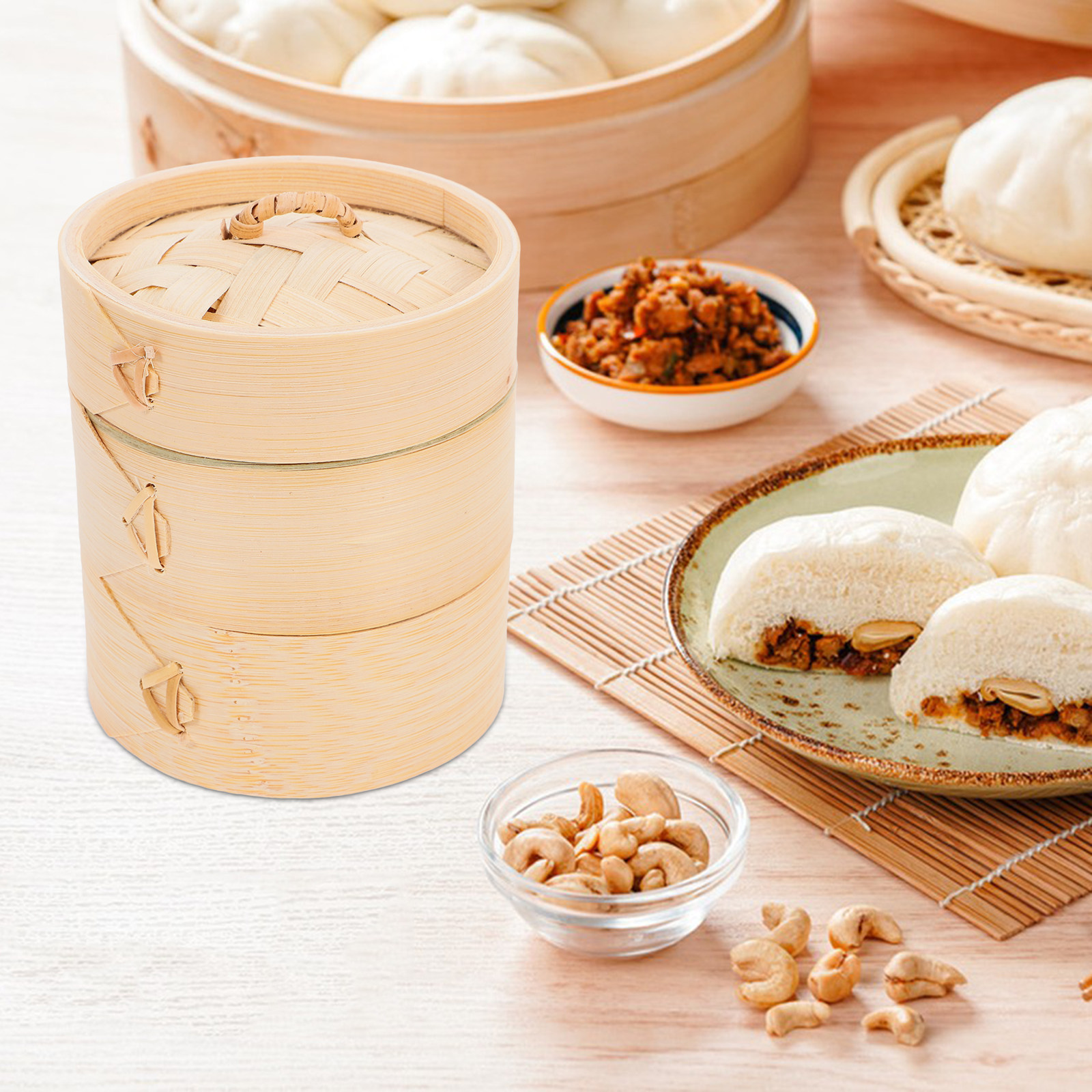 Steamer Bamboo Set - 1Set High Quality Bamboo Steamer Set