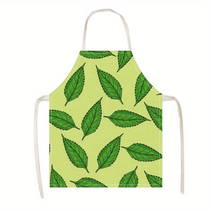 1pc Linen Apron Green Leaf Pat - Home Cooking Ideas recensie en prijs