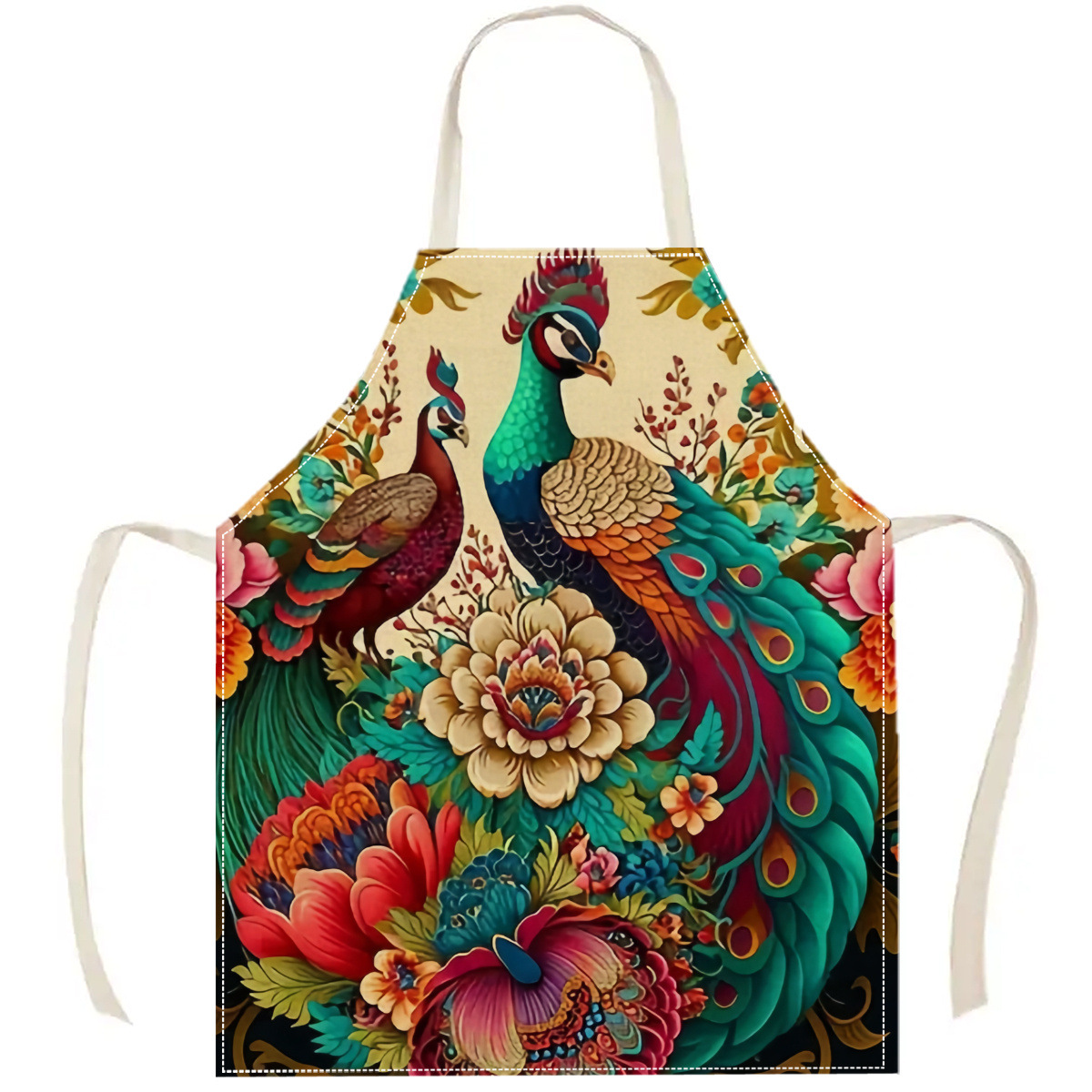 1pc Peacock Floral Apron Elega - Home Cooking Ideas recensie en prijs