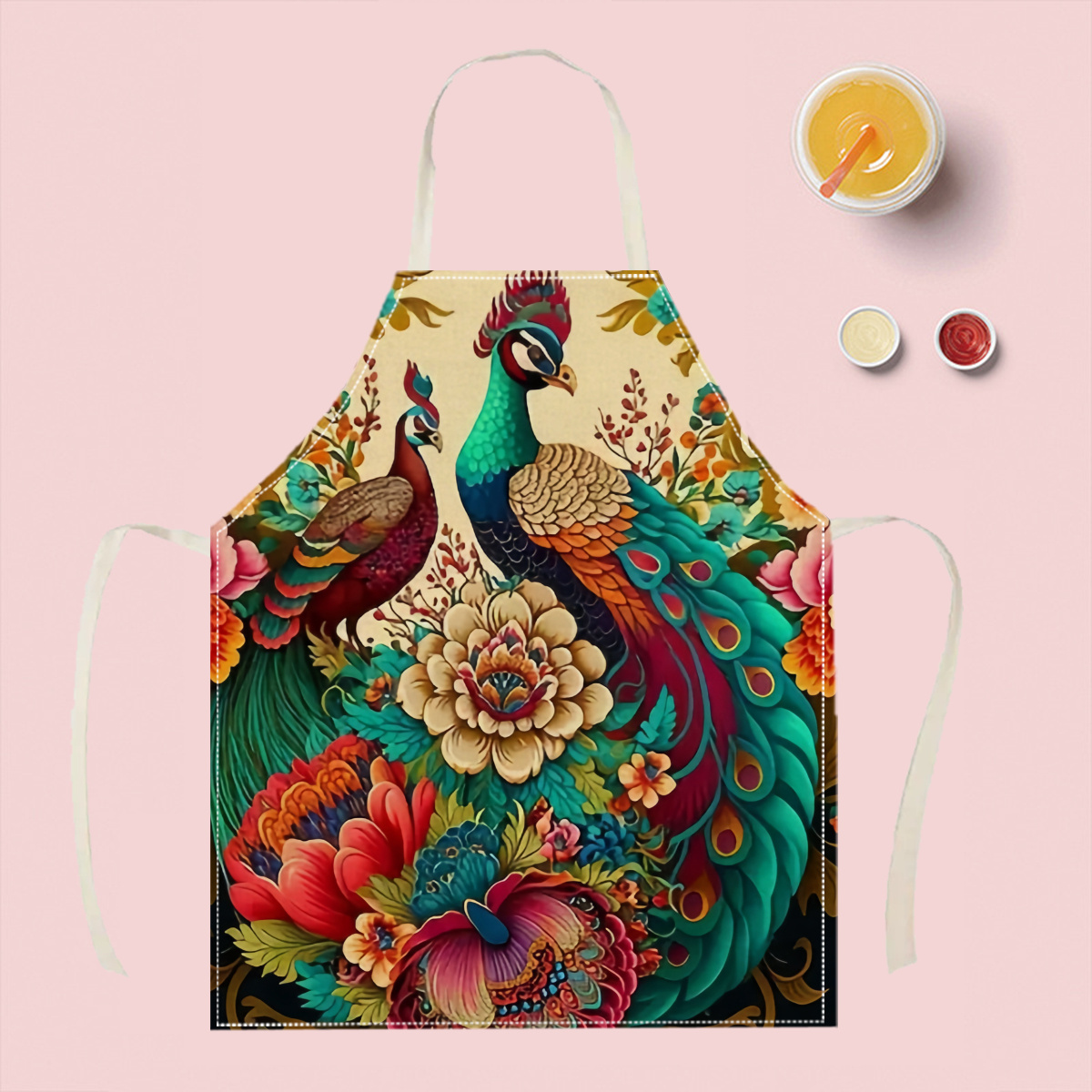 1pc Peacock Floral Apron Elega - Home Cooking Ideas recensie en prijs