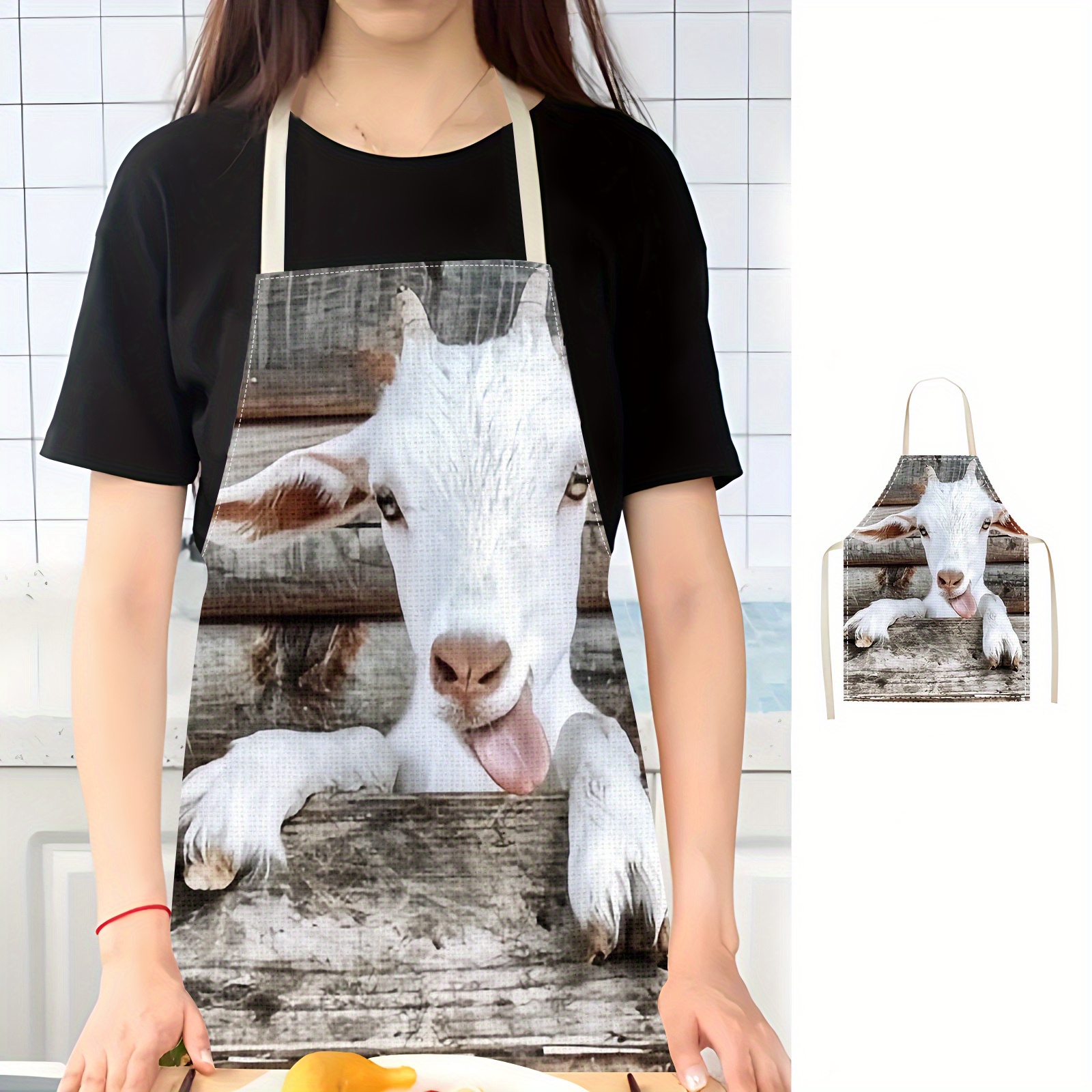 Linen Apron Funny Goat Print K - Home Cooking Ideas recensie en prijs