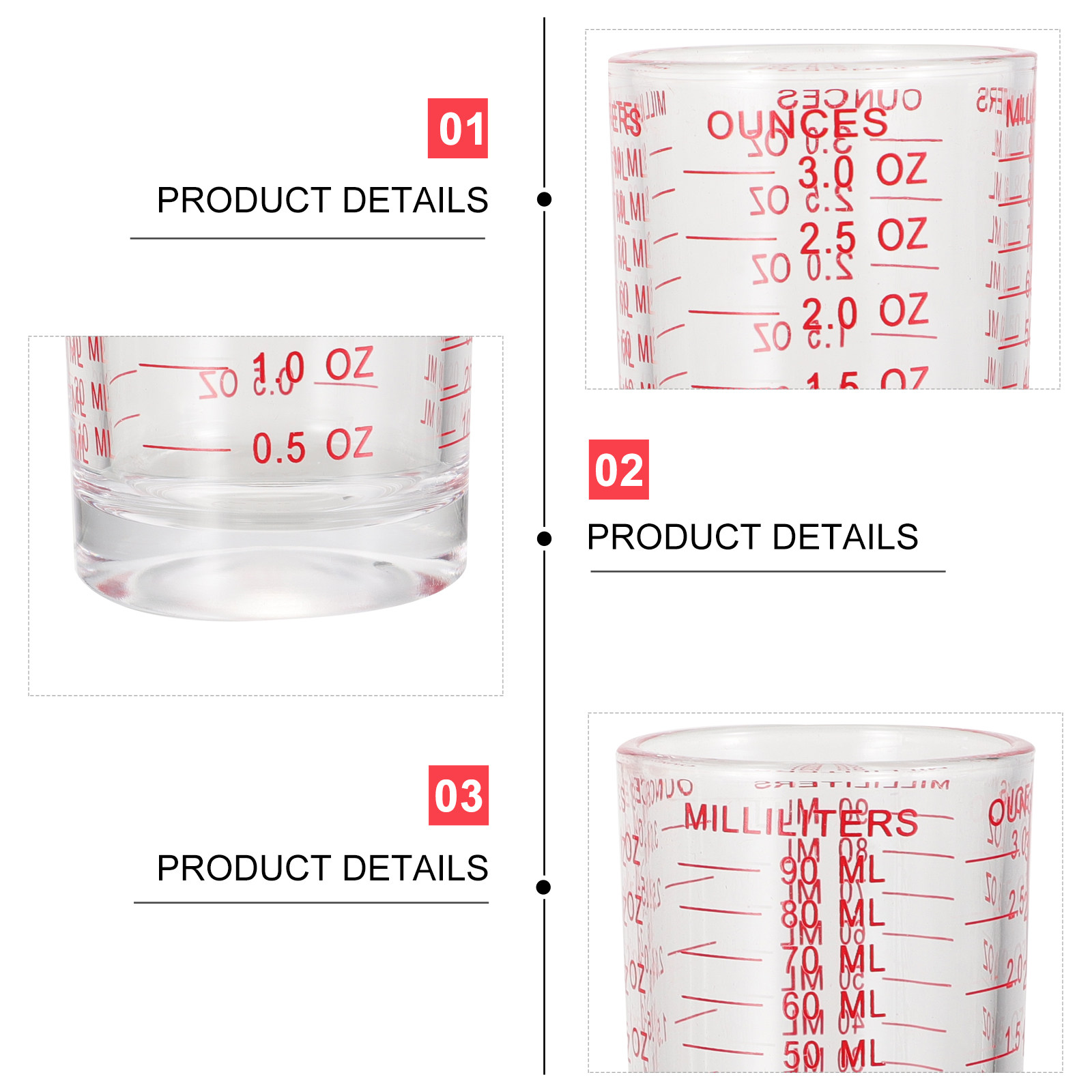 3Pcs Transparent Glass Measuri - Home Cooking In recensie en prijs