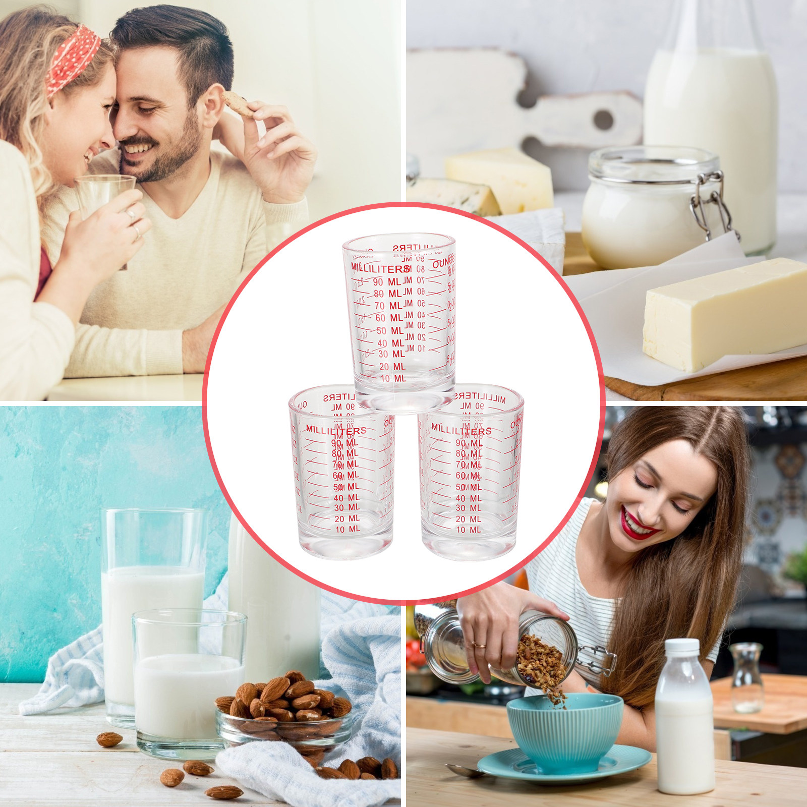 3Pcs Transparent Glass Measuri - Home Cooking In recensie en prijs
